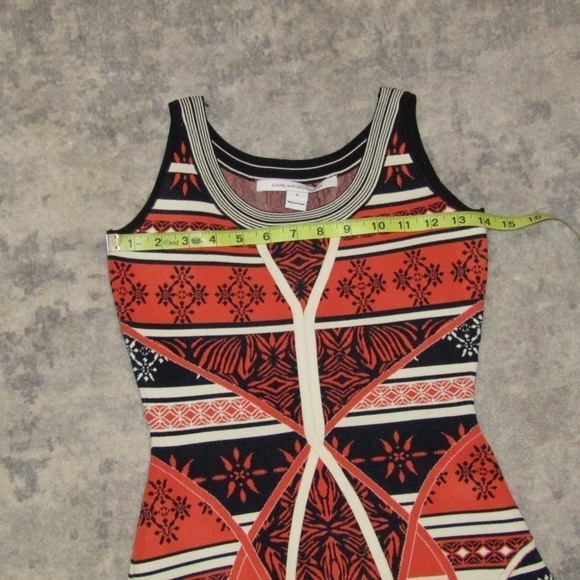 Diane Von Furstenberg Desert Bands Abstact Multi Color Fit & Flare Scuba Dress P - Picture 8 of 12